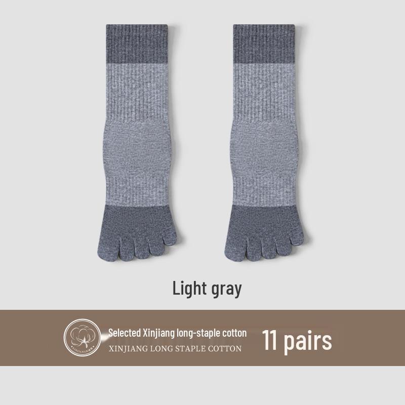 

Мужские спортивные хлопковые носки с пятью пальцами: Влагоотводящие, Защищающие от запаха, До середины икры, Однотонные, Осенняя коллекция. One Size