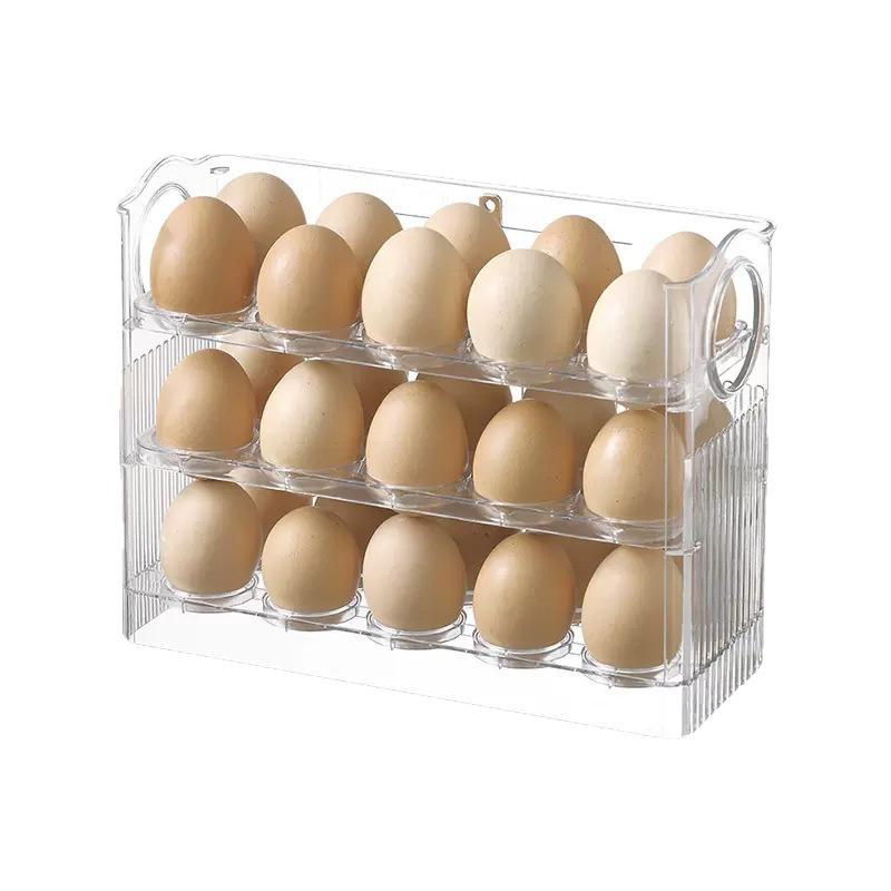 Automatic Flipping Egg Storage Box, Refrigerator Side Door Storage Rack, Kitchen Specific Egg Tray One Size