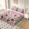3Pcs Leopard Print Cherry Bow Printed Coreless Duvet Cover Set Multi Size Bedroom Bedding Decoration Machine Washable