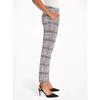 Stretch High Waist Gingham Casual Pants Fall and Winter Fashion Plus Size Women's Pencil Pants Pocket Pants Chubby Girl Thin and Comfortable