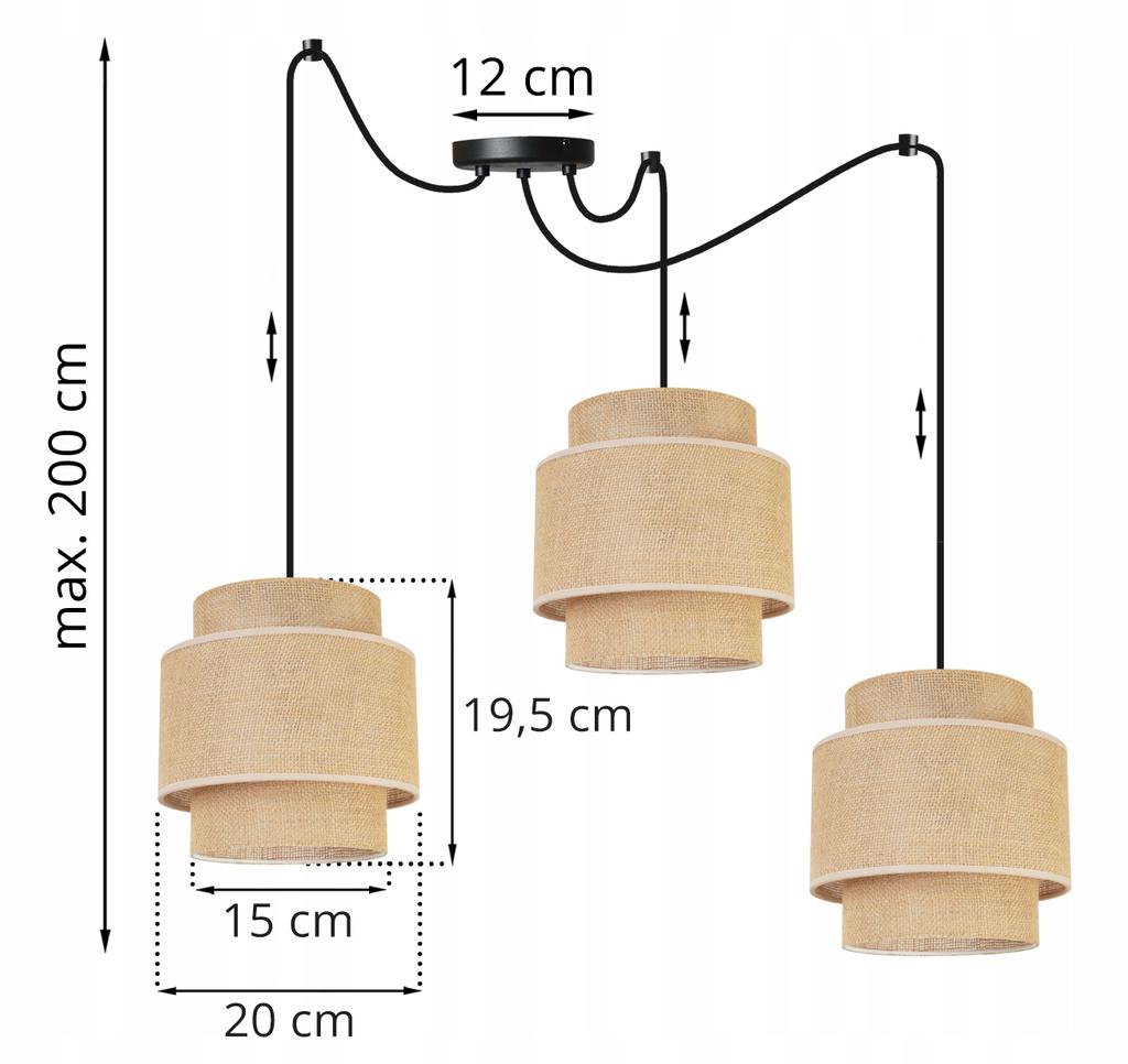 Hanging Lamp, Ceiling Chandelier, Lampshade, Boho Juta