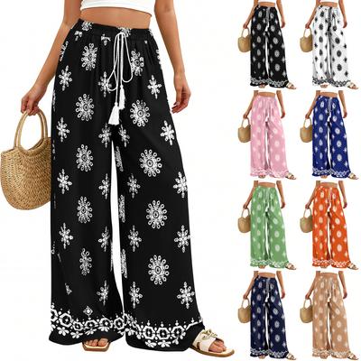Women's Wide-Leg Casual Flowing Floral Pants
