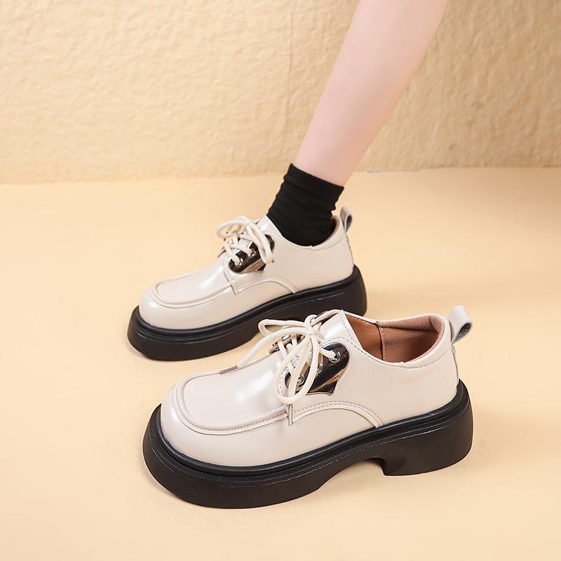 2024 Women's New Autumn Thick-soled Women's Loafers Slip-on Designer Casual Lace-up High-heeled Low-cut Shoes