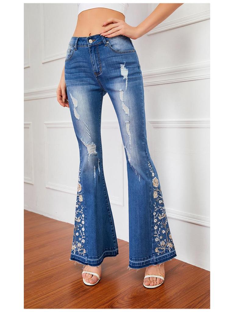 Women's 3D Embroidery Flare Jeans