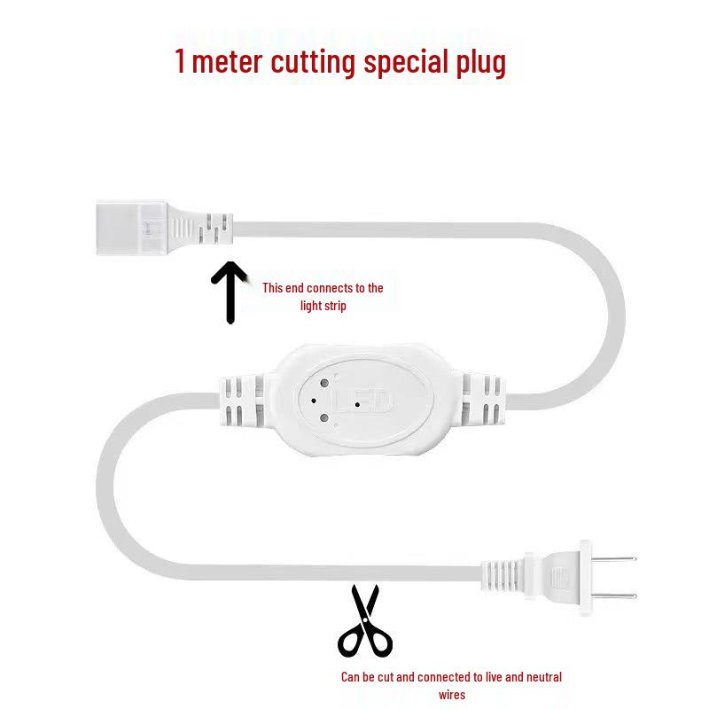 Outdoor Waterproof LED Strip Light, 220V COB, Self-Adhesive, Super Bright White, Suitable for Living Room and Ceiling.