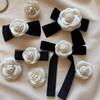 Portable Black Badge Pin Flowers Ribbon Bow Pin Badge Accessory  For Funerals and Mourning