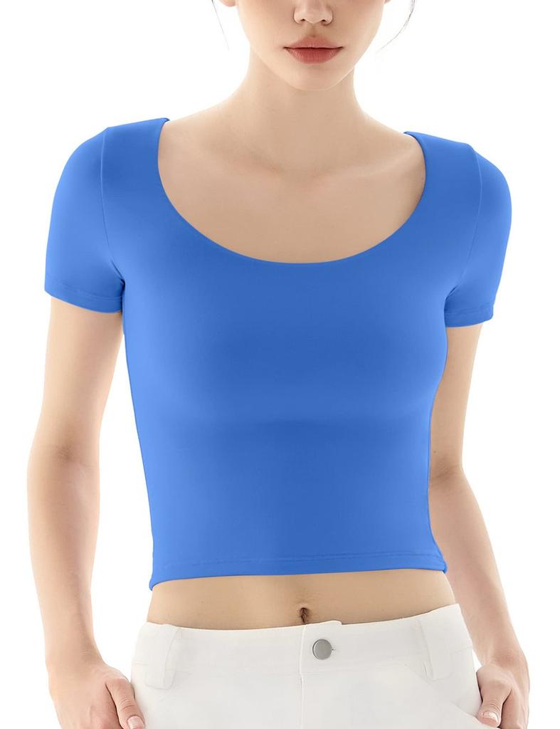 Women's Summer Short Sleeved Round Neck Sexy Slim Fit T-shirt