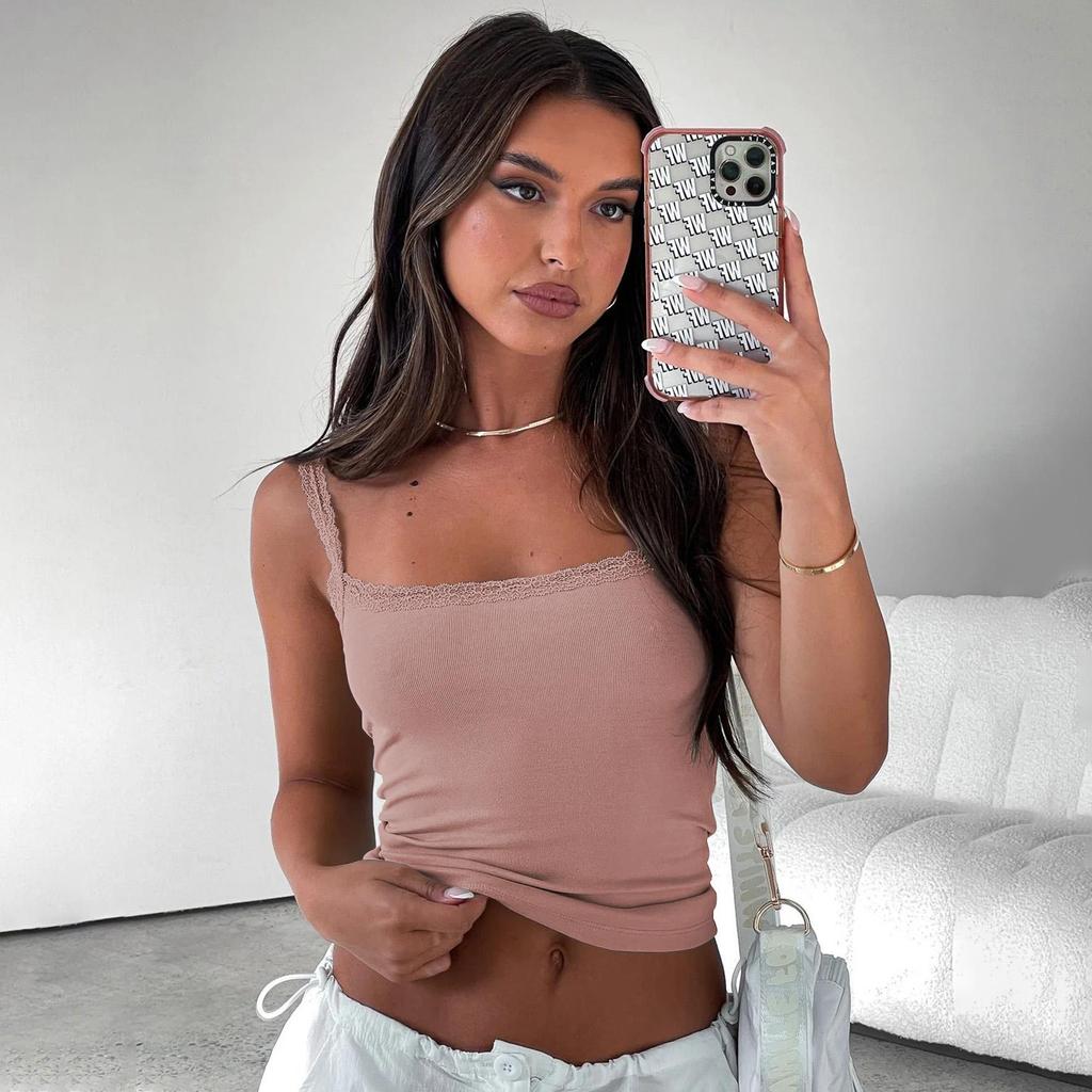 Women Summer Slim Versatile Camisole Vest Suspenders U-Neck Inside Bottoming Shirt Short Inner Tank Top Solid Color