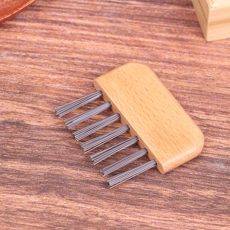 1Pc Wooden Handle Comb Cleaner Delicate Cleaning Removable Hair Brush Comb Cleaner Tool Handle Embeded Tool