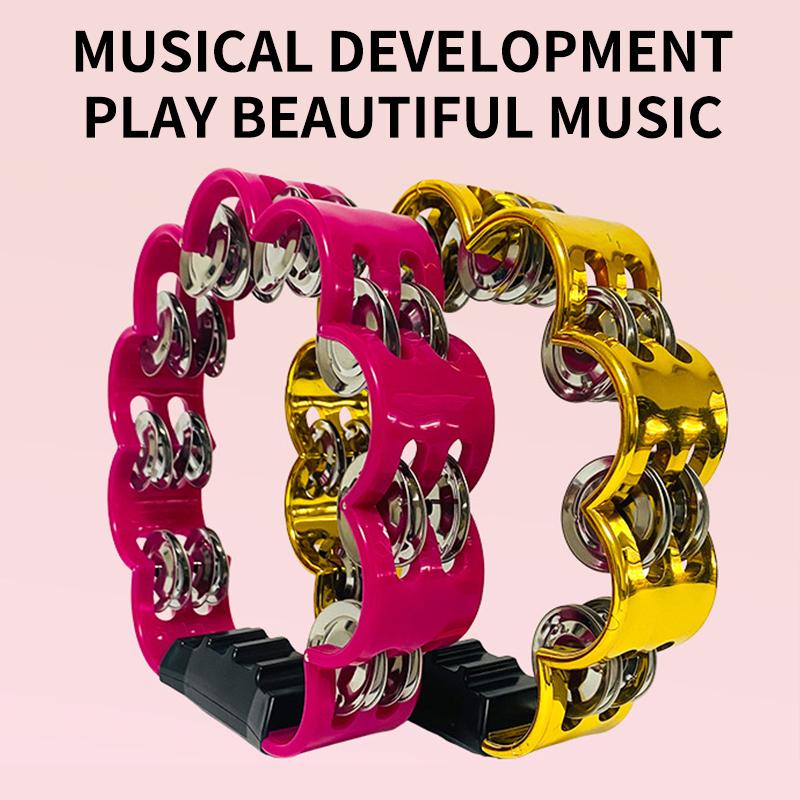 Jingle Tambourine 1Pcs Petal Shaped Percussion Handheld Instrument For Adults School Music Class Family Party