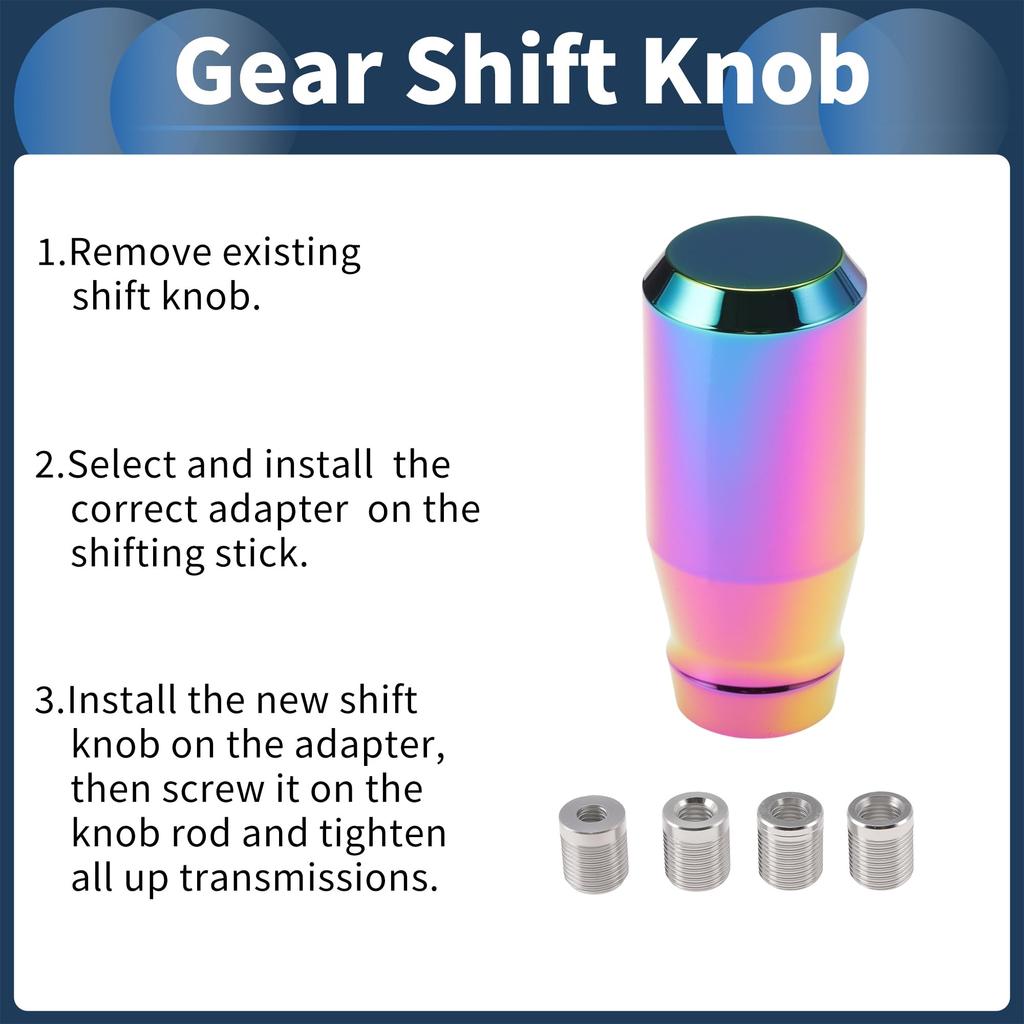 Hihaha Car Shift Knob Universal Vehicle Compatible Chrome Finish Gear Shifter Knob 1 Set 76.2mm Manual/Automatic M8x1.25 & M10x1.25 & M10x1.5 &