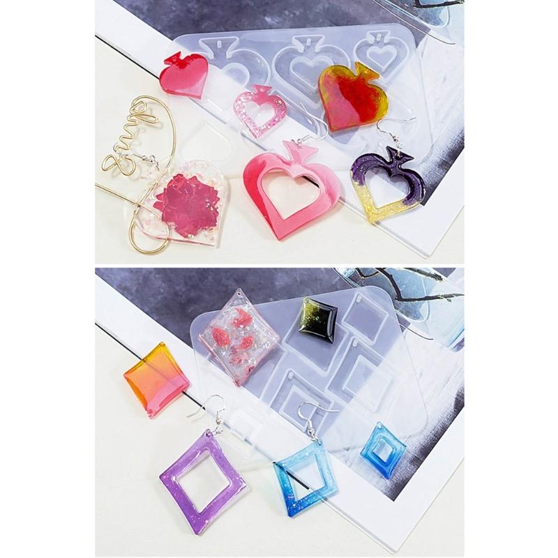 Playing Card Earring Silicone Mold Resin Pendant Mould Epoxy Casting Craft Decor