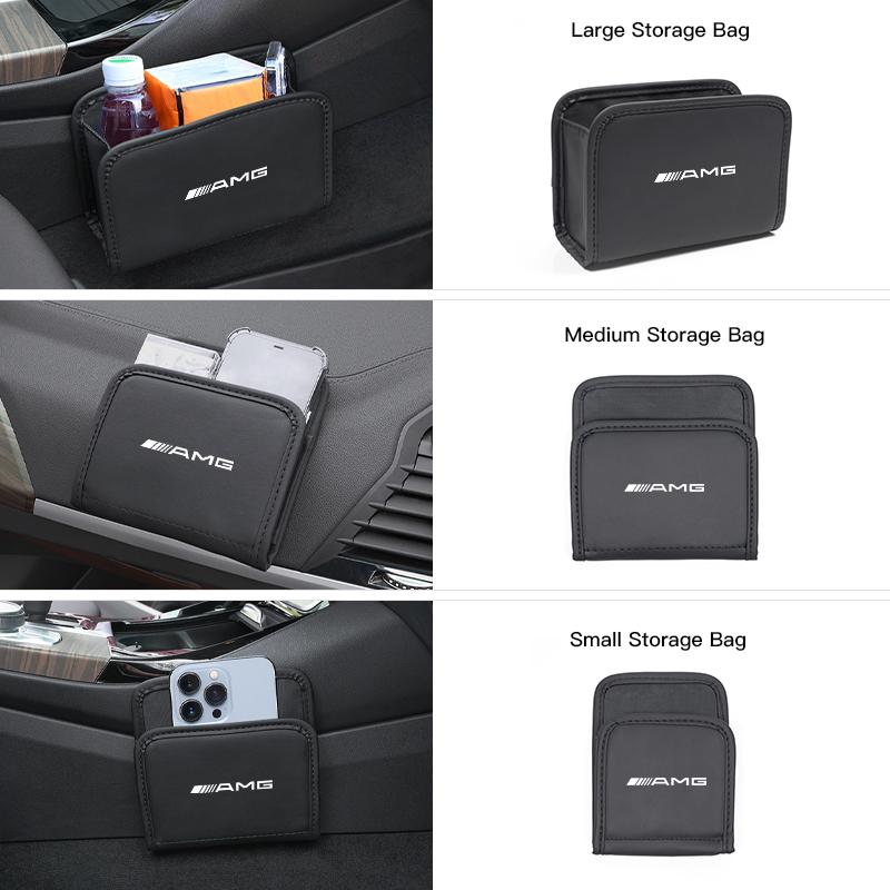 Car Seat Back Organizer Door Side Suspension Storage Bag Stickers For Mercedes Benz AMG A B C E G CLA GLA W211 W214 W205 W203