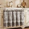 Kitchen Short Curtain Panel with Rod Pocket, Light Filtering Polyester and Gingham Trim for Bath and Cabinet Use