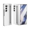 Samsung Galaxy Z Fold 7/6/5/4/3 Leather Phone Case with Steel Film Pen Slot Hinge Protection Shockproof Cover for Galaxy Z Fold