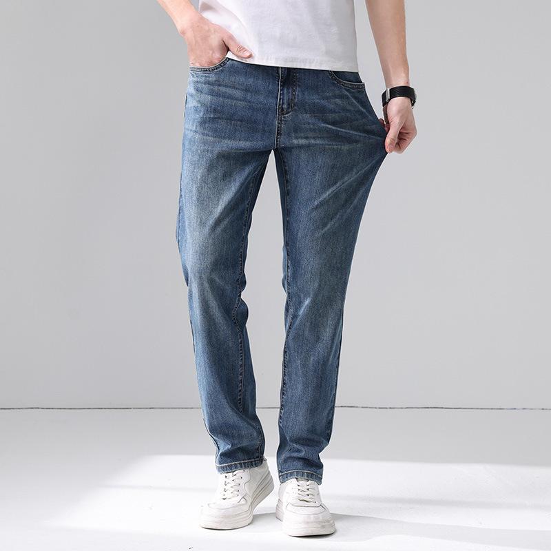 Primăvară și Vară Nou Jeans și Pantaloni pentru Bărbați din Bumbac Pur Slim Drepți Elastici Bărbați