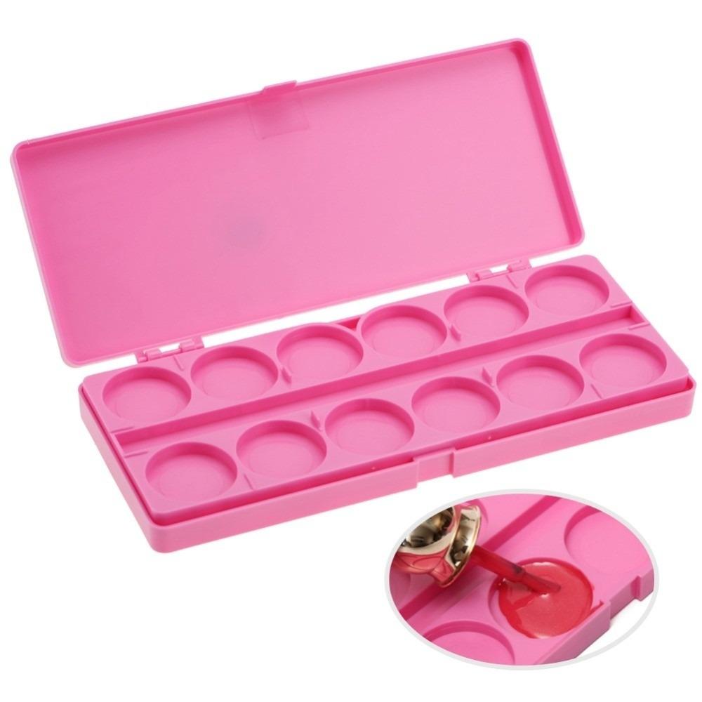 

Easy to Clean Nail Art Palette Durable Manicure Drawing Tray Pigment Mixing Case Nail Art розовый