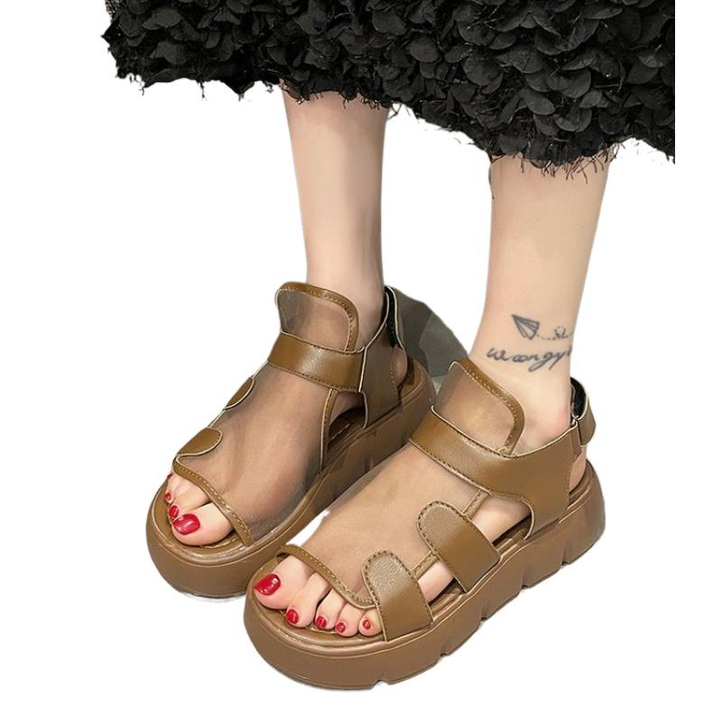 Summer New Fish Mouth Thick Bottom Women's Shoes Breathable Mesh Sandals Retro Beach Women's Sandals Multi Style Plus Size 35-41