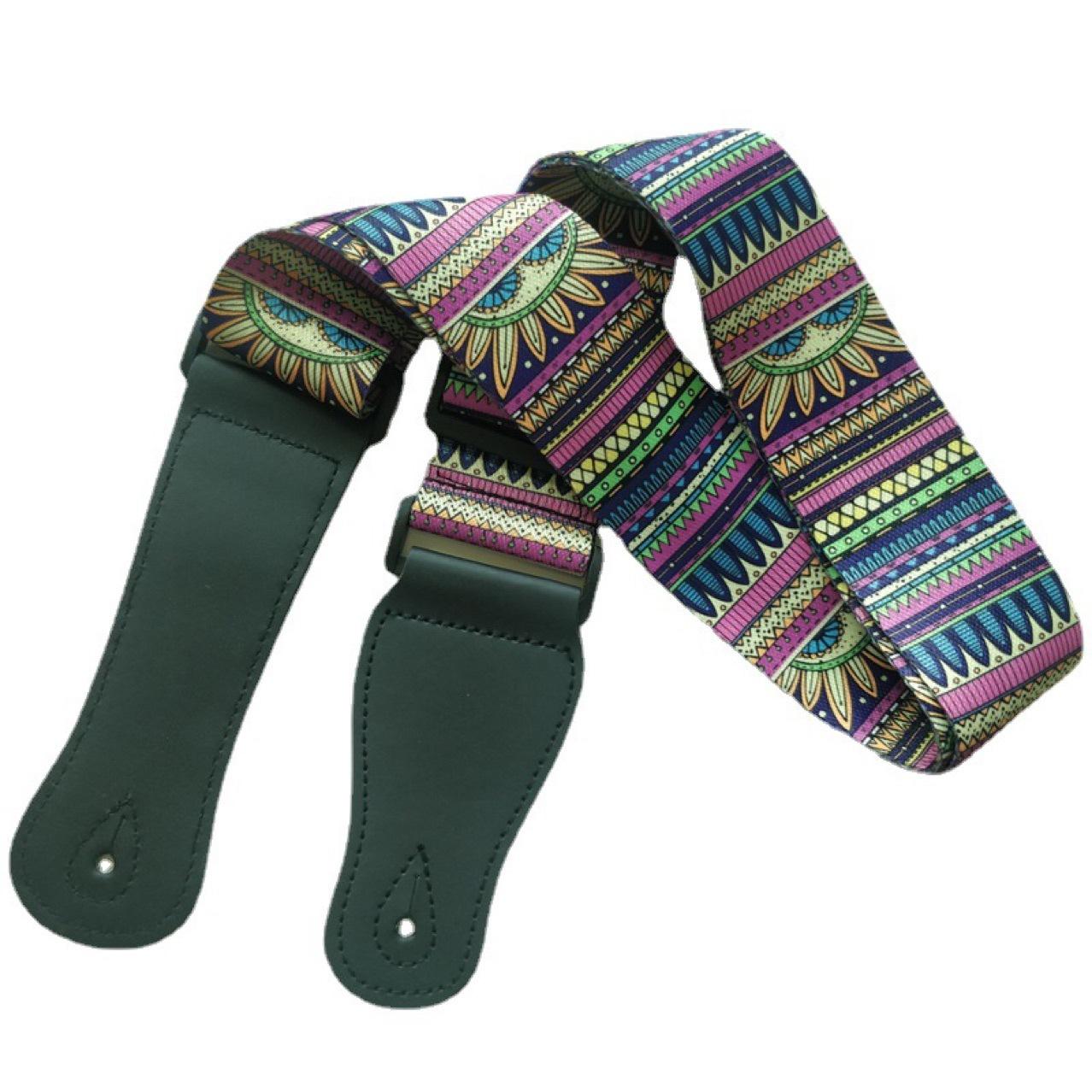 

1 шт. Розширений ремінь для акустичної гітари в етнічному стилі, шкіряна голова, регульований плечовий ремінь для гітари, аксесуари для бас-гітари