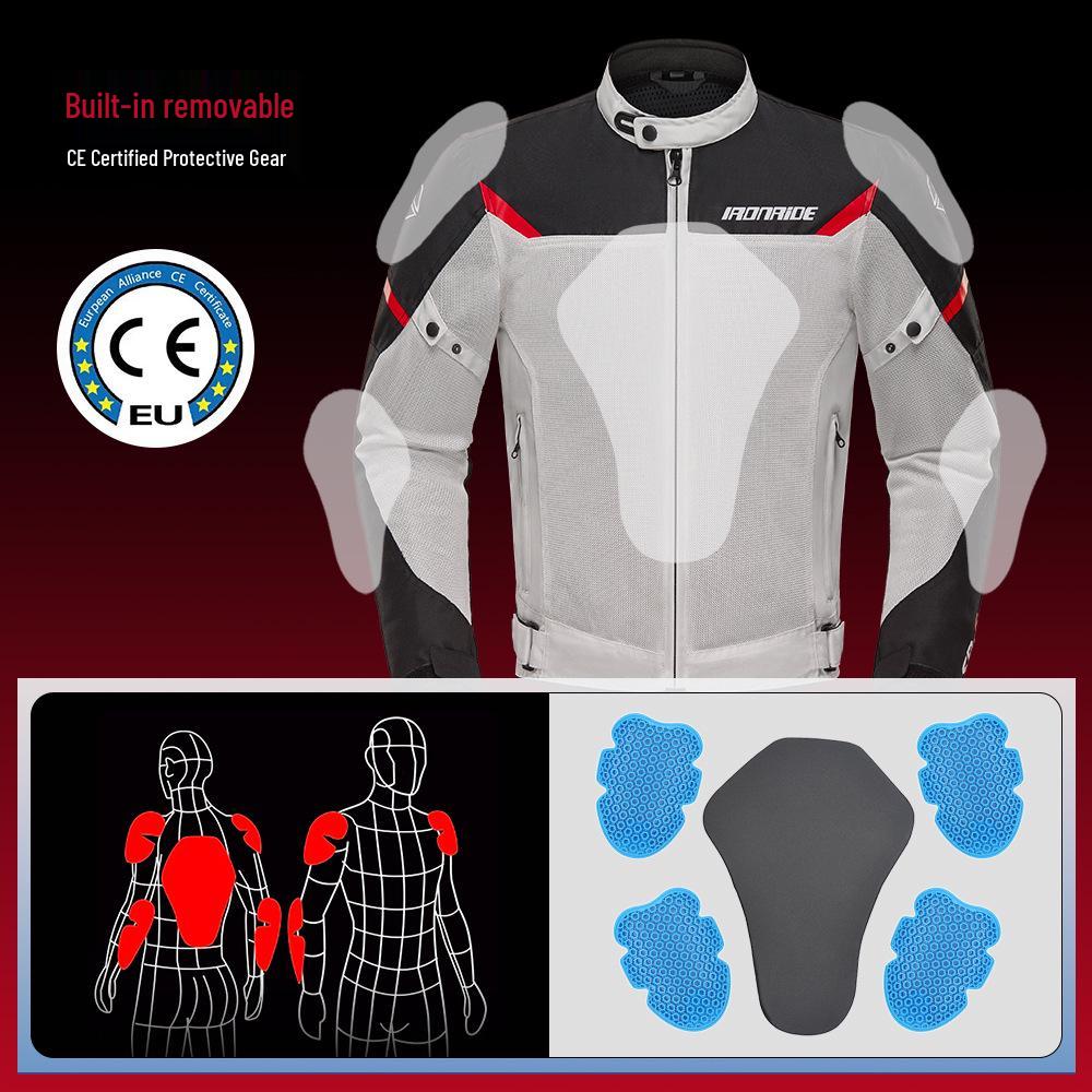 Fato Respirável para Condução de Motocicleta com Joelheiras e Cotoveleiras para Primavera/Verão - Equipamento de Corrida Protetor Anti-queda