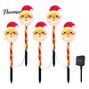 Waterproof Solar Snowman Yard Decor 5Pcs Christmas Stake Light, LED Garden Lamp with Warm White Pathway Lighting Santa Claus Design, Outdoor