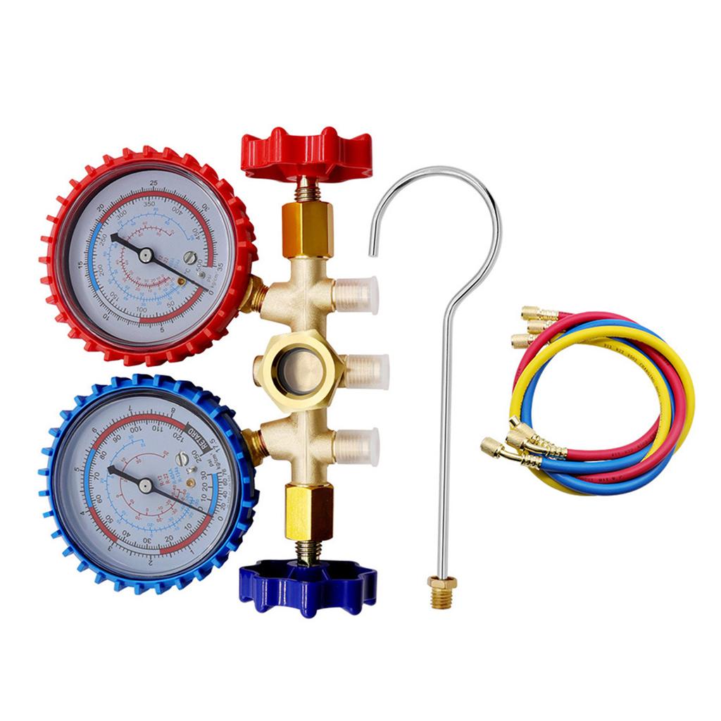 Refrigerant Manifold Gauge Set Air Conditioning Tool for R22 R134A R404A Air Condition Refrigeration Tool with Hose Hook