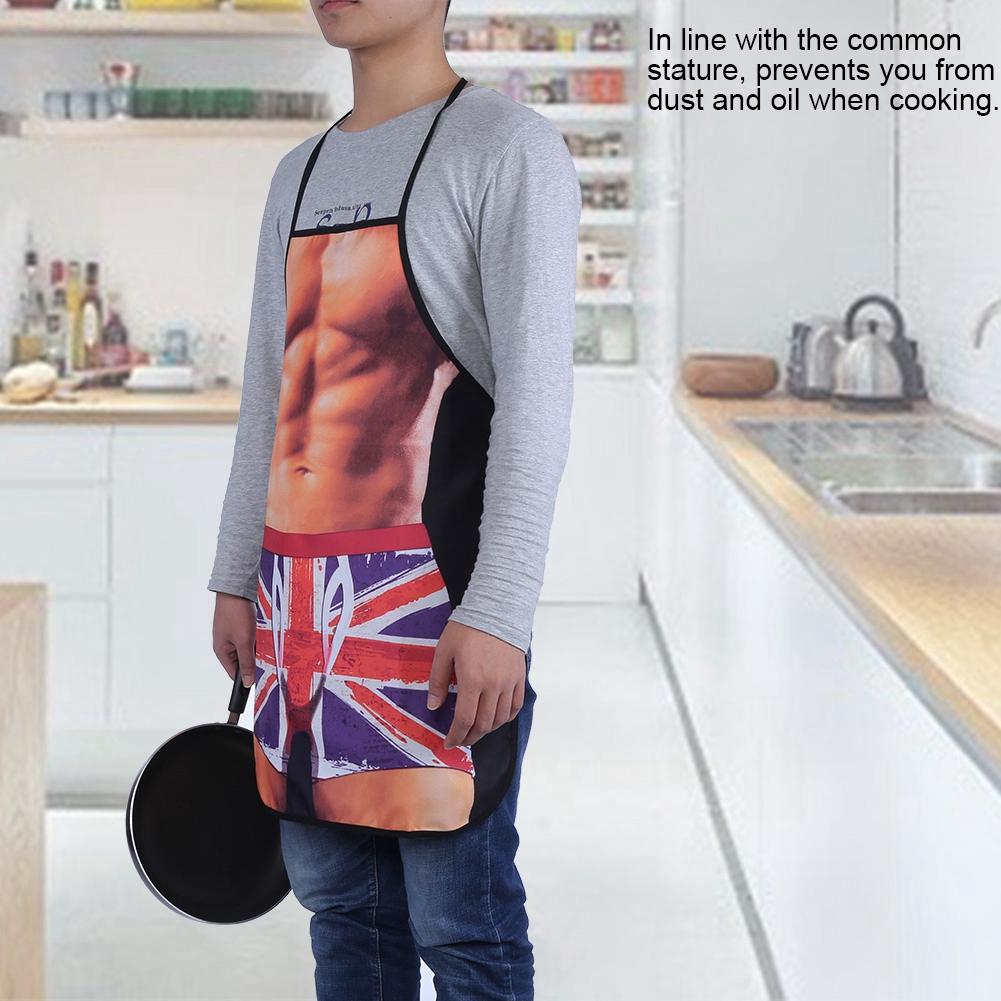3D Funny Cooking Apron Sexy Man Woman Apron Waterproof Apron (Muscle Man)