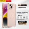 IPhone 14 Case, Apple 14 Protective Cover, Magnetic Wireless Charging, Frosted Anti-Drop Lens Full Protection Soft Edge Case, Cherry Blossom Pink