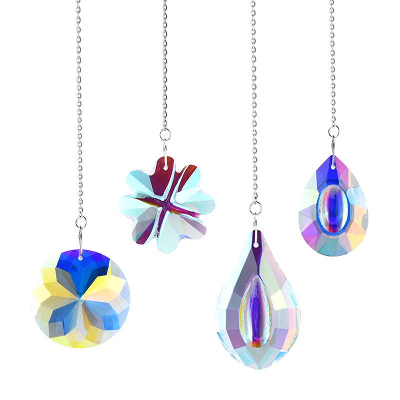 Creative Style Crystal Suncatcher Wind Chimes Gardening Crafts Pendant Window Hanging Decoration Rainbow Maker Prism Home Decor