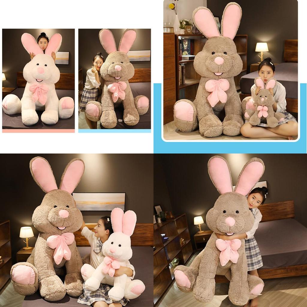 Cute Giant Plush Bunny Doll Soft Long Fur Stuffed Toy For Girls Cozy Sleep Pillow