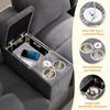 4-Seater Sofa in U-Shape with Storage, Corduroy Fabric, Stainless Steel Drink Holders and Two USB Ports, for Living Room, Bedroom and Apartments