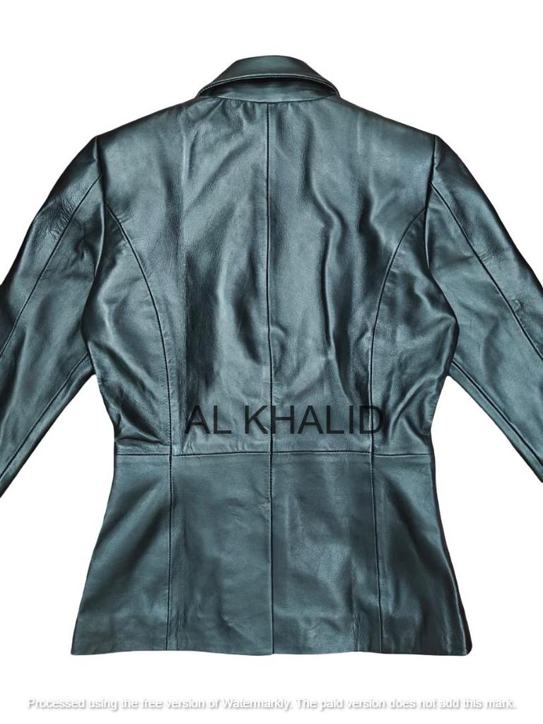 AL KHALID Handmade Genuine Lambskin Leather Black Women's Blazer Designer Formal Casual