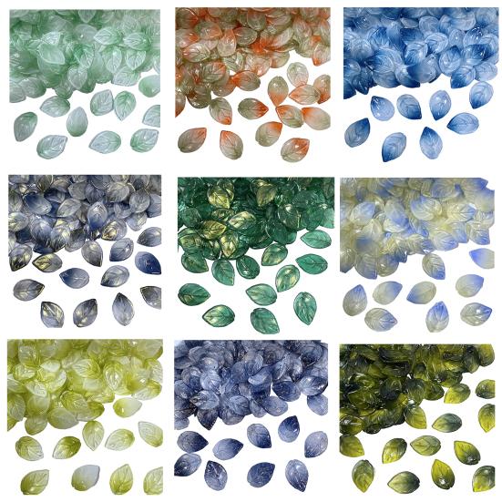 50Pcs Glass Camellia Tea Pendant 26 x 18mm Leaf Size DIY Jewelry Making Beads Set for Necklaces Bracelets Earrings