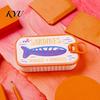 Organized Clavicle Chain Case Sardine Tin Jewelry Box with Fishbone, PLA Vintage Compact Size Decorative Vanity Accessory Organizer, Portable Storage