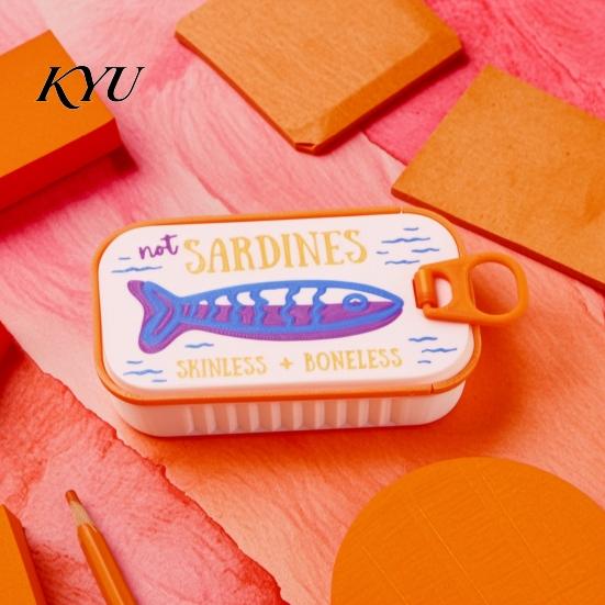 Organized Clavicle Chain Case Sardine Tin Jewelry Box with Fishbone, PLA Vintage Compact Size Decorative Vanity Accessory Organizer, Portable Storage