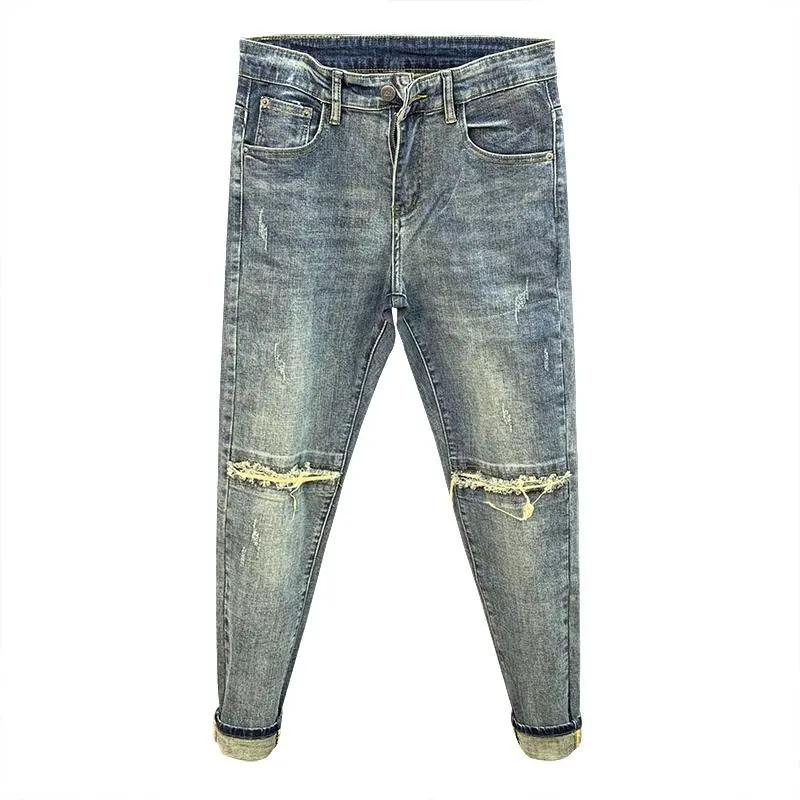 Men's Spring and Autumn Cowboy Korean Casual Denim Slim Jeans Handsome Stretch Jeans