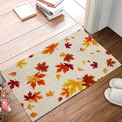 VIKAMA Autumn Harvest Pumpkin Maple Leaf Absorbent Doormat Indoor Outdoor Non-slip Entrance Small Rugs Home Decoration