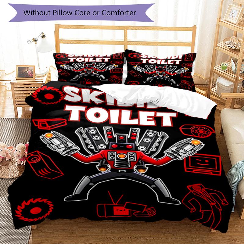 3pcs Skibidi Toilet Multiverse2 Design Cover Set - HD Printed Bedding with 1 Cover and 2 Pillowcases - Perfect for Home and Dorm Decor