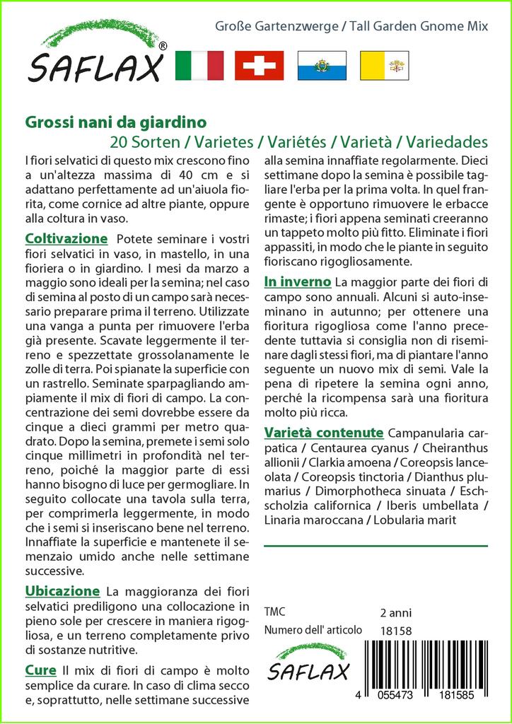 SAFLAX Hoher Gartenzwerg-Mix – 1000 Samen – 20 Wildblumen-Mix