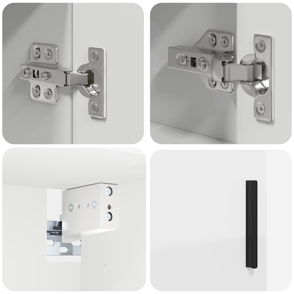 Bathroom Furniture Set with Door 4 Pcs White Engineered Wood & Metal