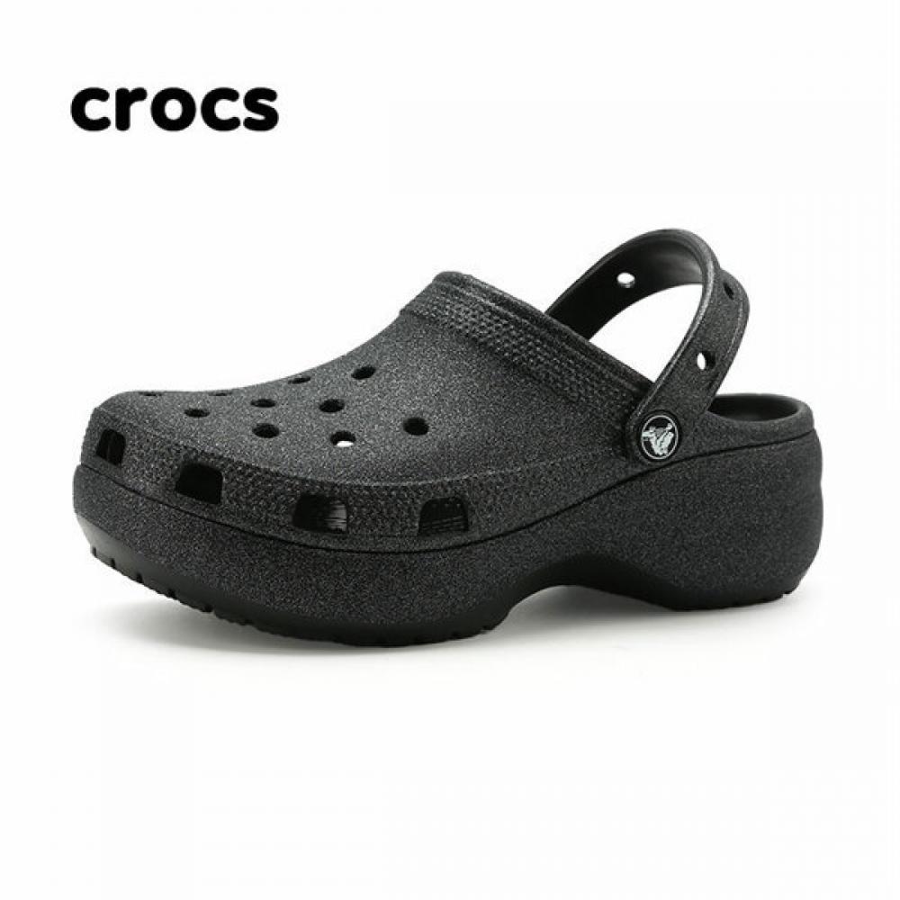 

Crocs Женские классические блестящие туфли-сабо на платформе черного цвета W6230