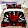 Retro rock & roll Pattern Bedding,Quilt Set Quilt Cover Pillowcase Home Birthday Gift (1*duvet cover+2*pillowcase,without core)ZSJT0917206