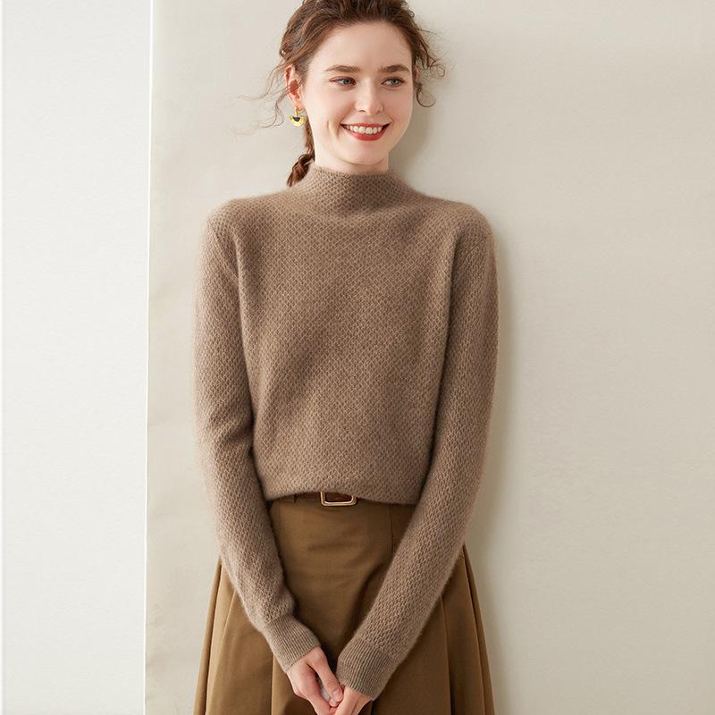2024 Autumn-Winter Women's Cashmere Honeycomb Stitch Turtleneck Sweater