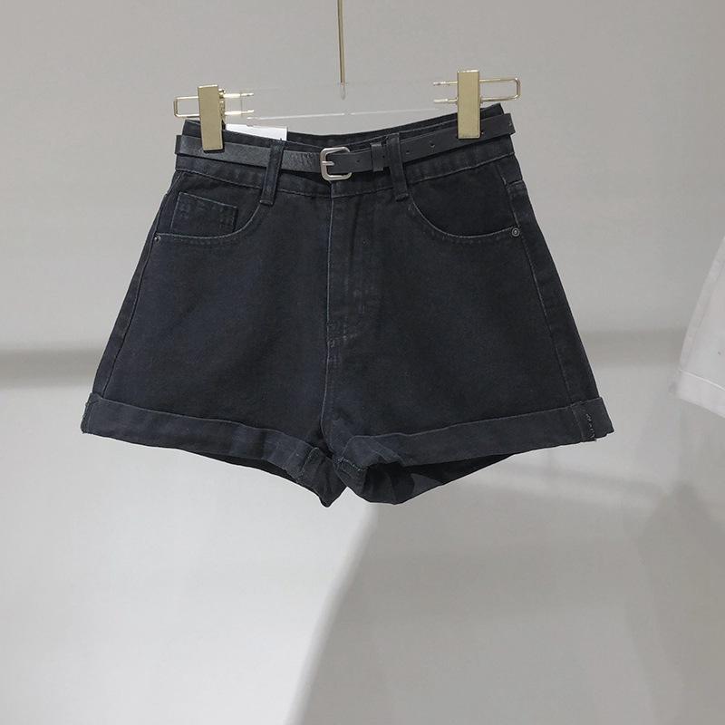 

Классические и минималистичные модные универсальные женские свободные тонкие летние джинсовые шорты с подвернутым краем A Word Wide Leg Индивидуальность и модность 2XL чёрный