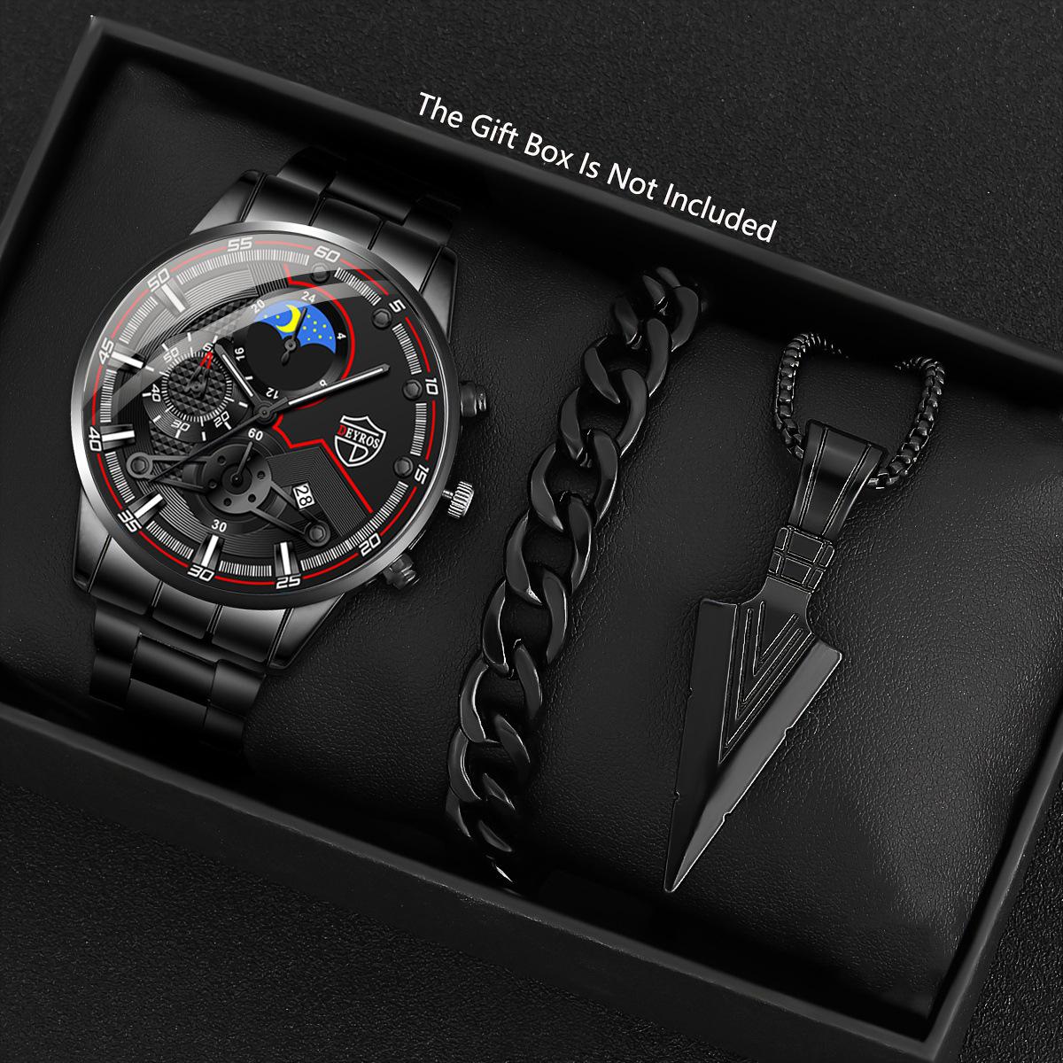 Watch Three-Piece Men S Accessories Watch Ring Necklace Bracelet Men S Quartz Watch