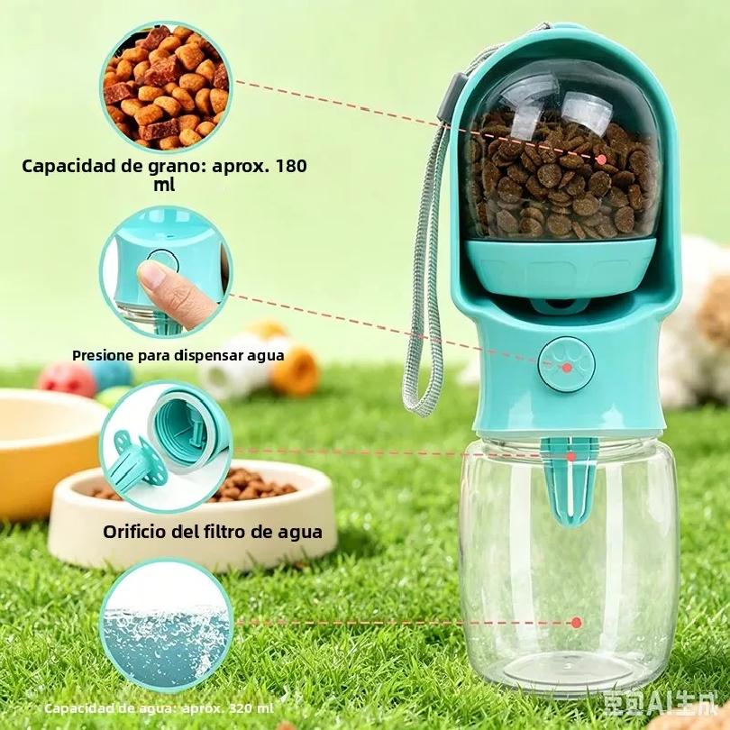 Portable Dog Cat Water Bottle with Storage Food and Water Container for Puppy Pets Dogs Feeder Bowl Outdoor Travel Pet Supplies
