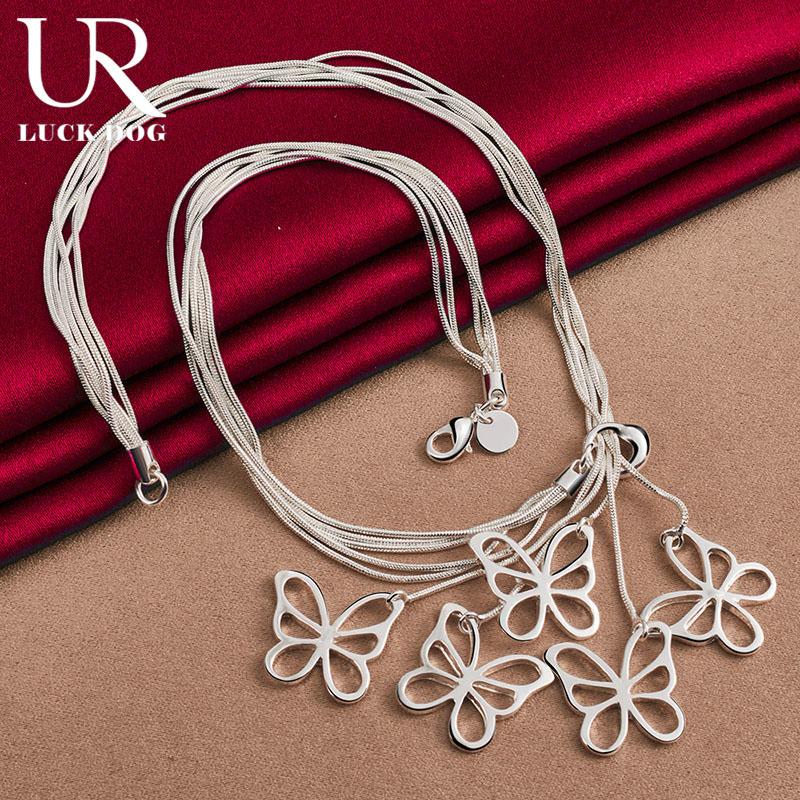 Collier papillon en chaîne serpent en argent sterling 925, bijoux de mariage à la mode