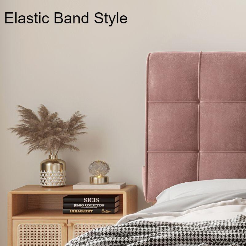Soft Bed Head Cushion Velvet Storage Pocket Bed Backrest Cushion Comfortable Relaxing Cushions Home Bedroom Ornamental Cushions 120X61X6CM