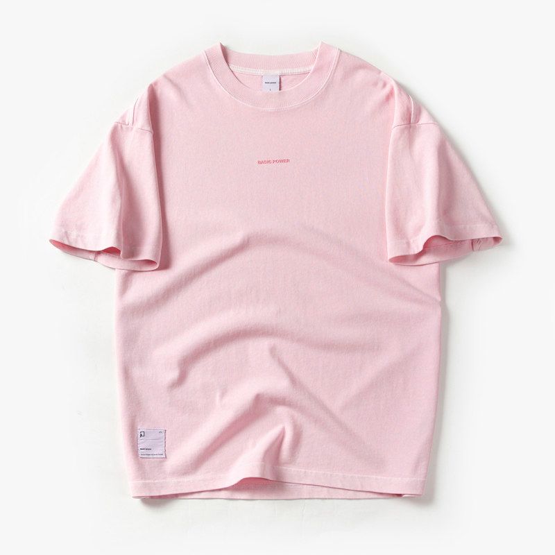 Cotton Men Short Sleeve T-Shirt Men's Summer 300G Heavy Weight Drop Shoulder Pure Cotton American Export Export Menswear T-shirt