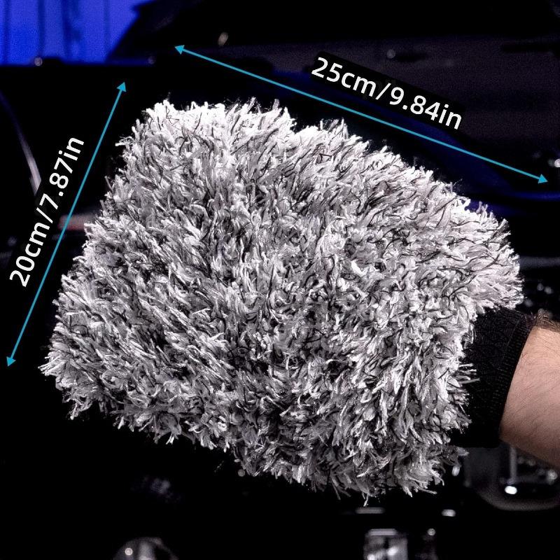 

Микрофибровые варежки для мытья автомобиля из кораллового флиса, Плюшевый материал, Глубокая очистка, Скрабирующие перчатки, Эффективное удаление загрязнений 1pc